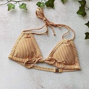 Yellow Striped Strappy Bikini Top